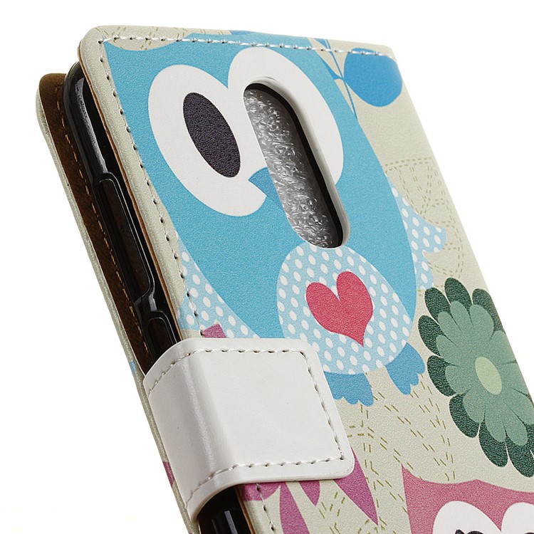 Pattern Printing Wallet Stand Leather Phone Cover for Nokia 7.1 - Cute Owl and LOVE Pattern-3