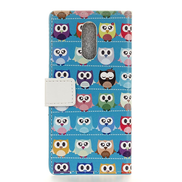 Pattern Printing Wallet Stand Leather Shell for Nokia 7.1 - Blue Background Owls-2