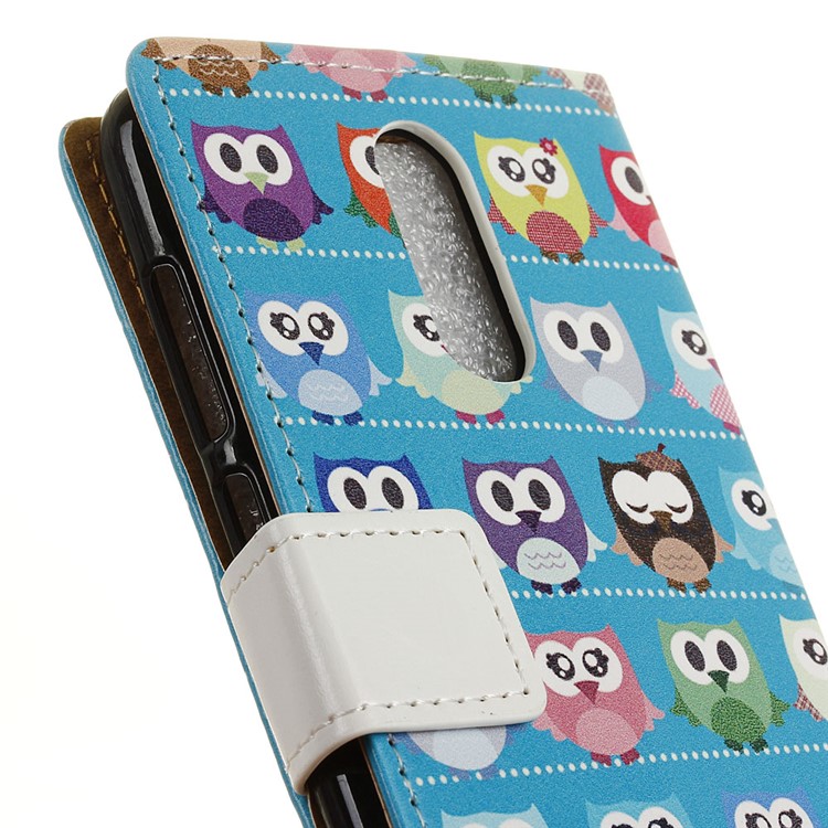 Pattern Printing Wallet Stand Leather Shell for Nokia 7.1 - Blue Background Owls-3