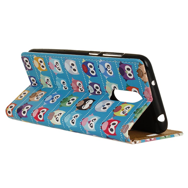 Pattern Printing Wallet Stand Leather Shell for Nokia 7.1 - Blue Background Owls-6