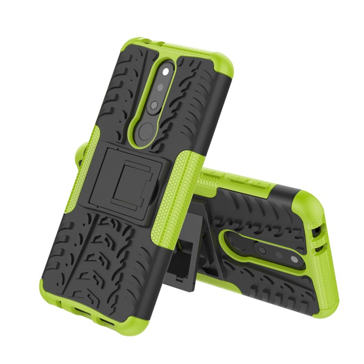 Cool Tyre PC + TPU Hybrid Kickstand Cell Phone Case for Nokia X5 / 5.1 Plus - Green-2