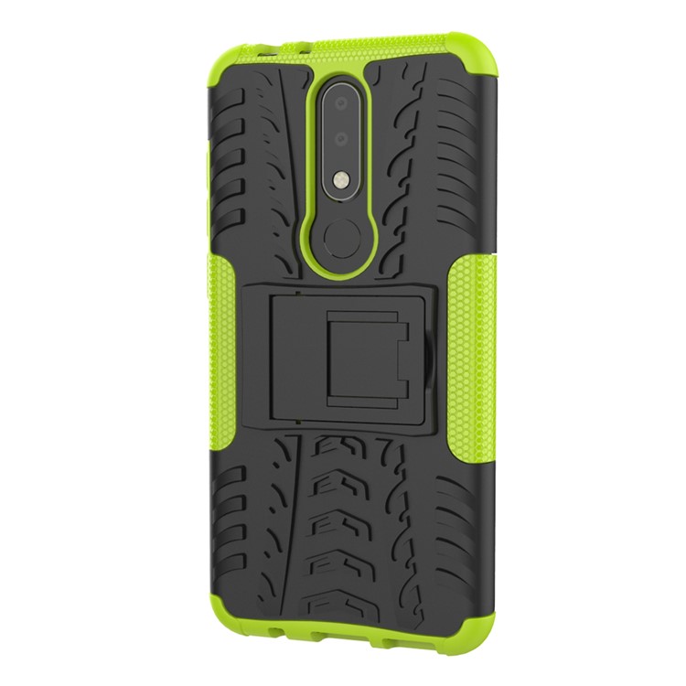 Cool Tyre PC + TPU Hybrid Kickstand Cell Phone Case for Nokia X5 / 5.1 Plus - Green-3
