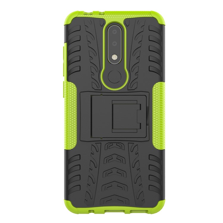 Cool Tyre PC + TPU Hybrid Kickstand Cell Phone Case for Nokia X5 / 5.1 Plus - Green-4