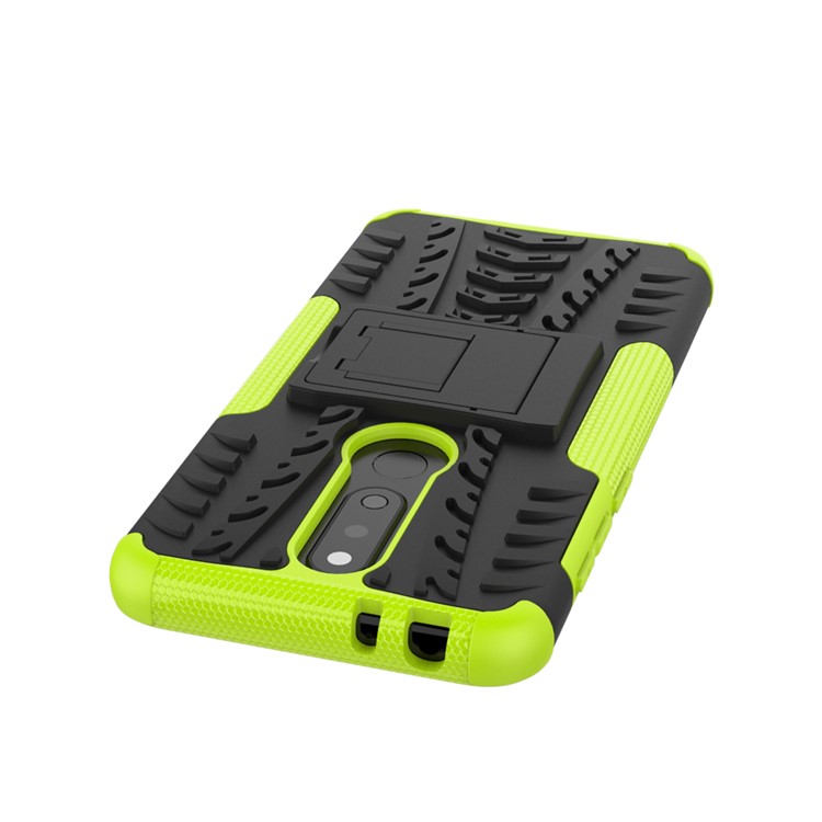 Cool Tyre PC + TPU Hybrid Kickstand Cell Phone Case for Nokia X5 / 5.1 Plus - Green-5