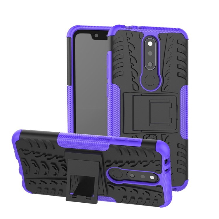 Cool Tyre PC + TPU Hybrid Kickstand Protection Casing for Nokia X5 / 5.1 Plus - Purple-1