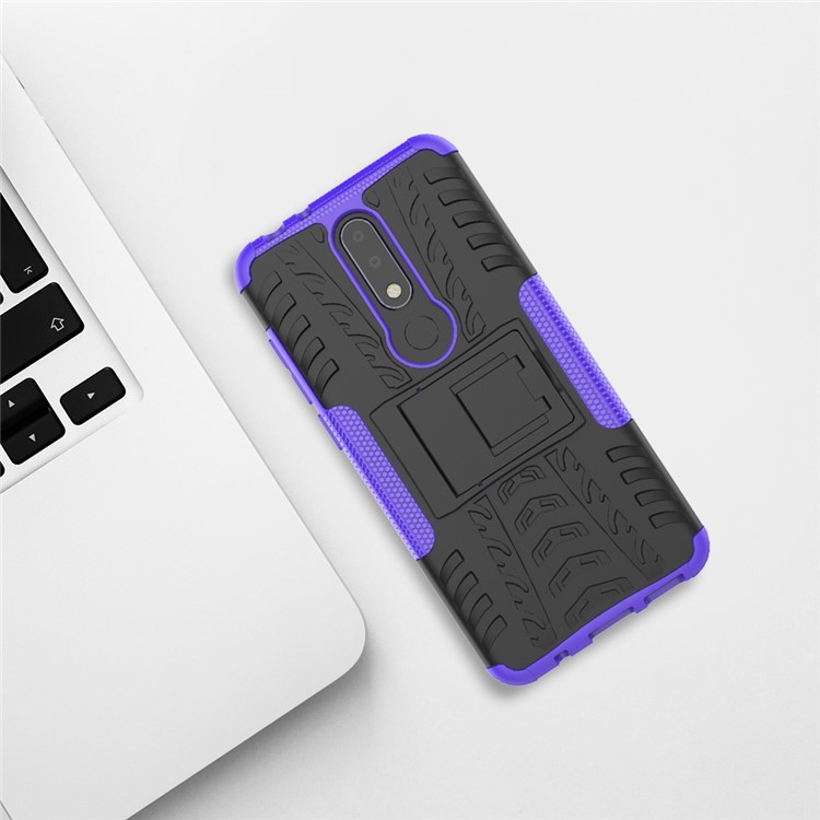 Cool Tyre PC + TPU Hybrid Kickstand Protection Casing for Nokia X5 / 5.1 Plus - Purple-10