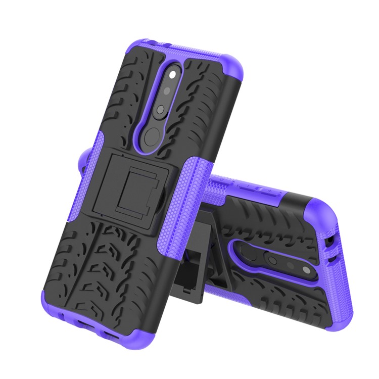 Cool Tyre PC + TPU Hybrid Kickstand Protection Casing for Nokia X5 / 5.1 Plus - Purple-2