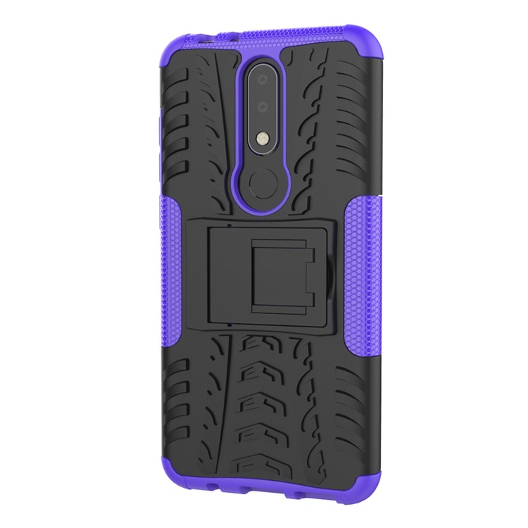 Cool Tyre PC + TPU Hybrid Kickstand Protection Casing for Nokia X5 / 5.1 Plus - Purple-3