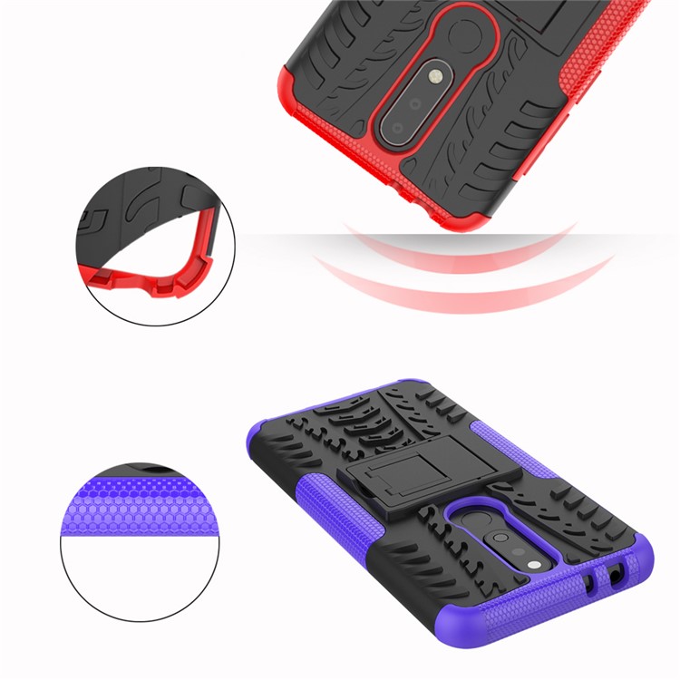 Cool Tyre PC + TPU Hybrid Kickstand Protection Casing for Nokia X5 / 5.1 Plus - Purple-9