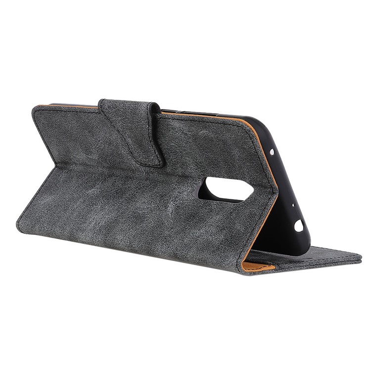Vintage Style Split Leather Stand Magnetic Wallet Case for Nokia 7.1 - Grey-9
