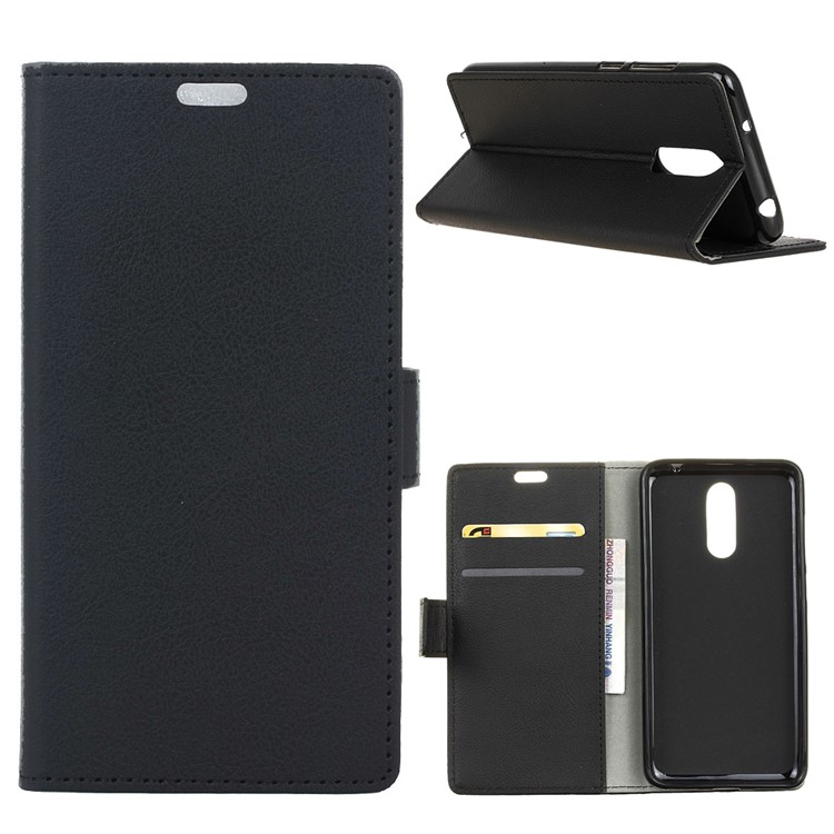 Flip PU Leather Wallet Phone Case with Stand for Nokia 7.1 plus / Nokia X7 - Black-1
