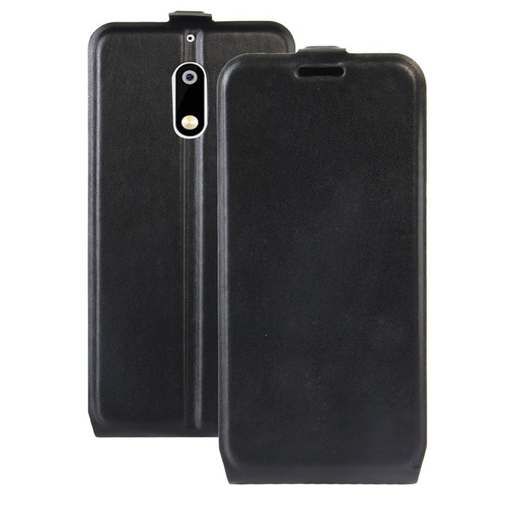 Crazy Horse Leather Vertical Phone Case with Card Holder for Nokia 6 - Black-1