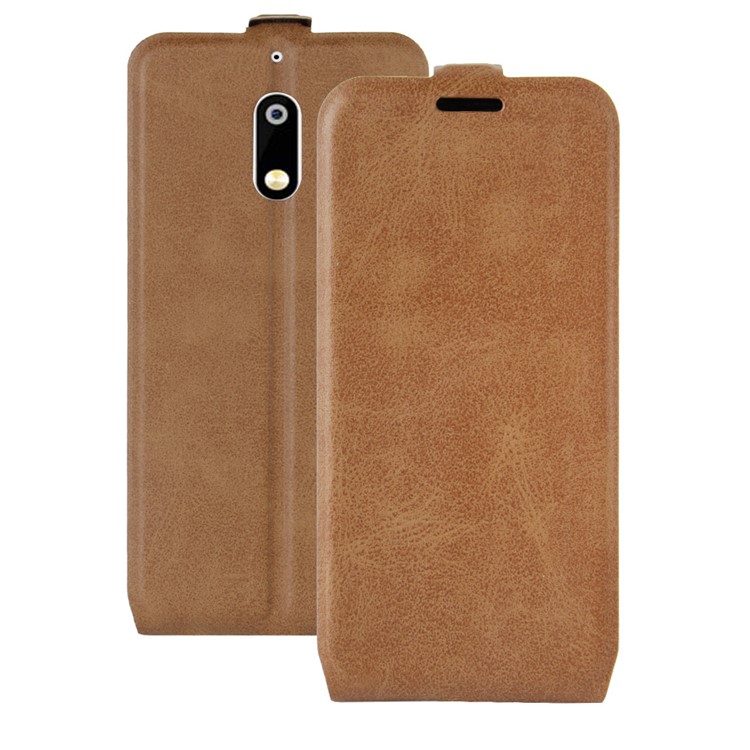 For Nokia 6 Crazy Horse Leather Vertical Flip Phone Case with Card Holder - Brown-1