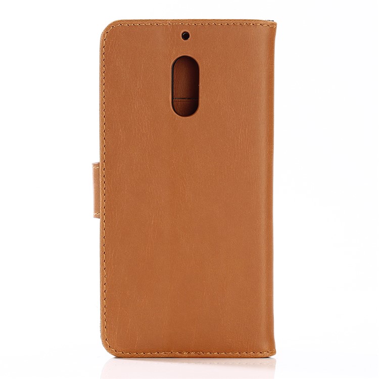 Retro Style Crazy Horse Wallet PU Leather Cell Phone Case Mobile Accessory for Nokia 6 - Brown-2
