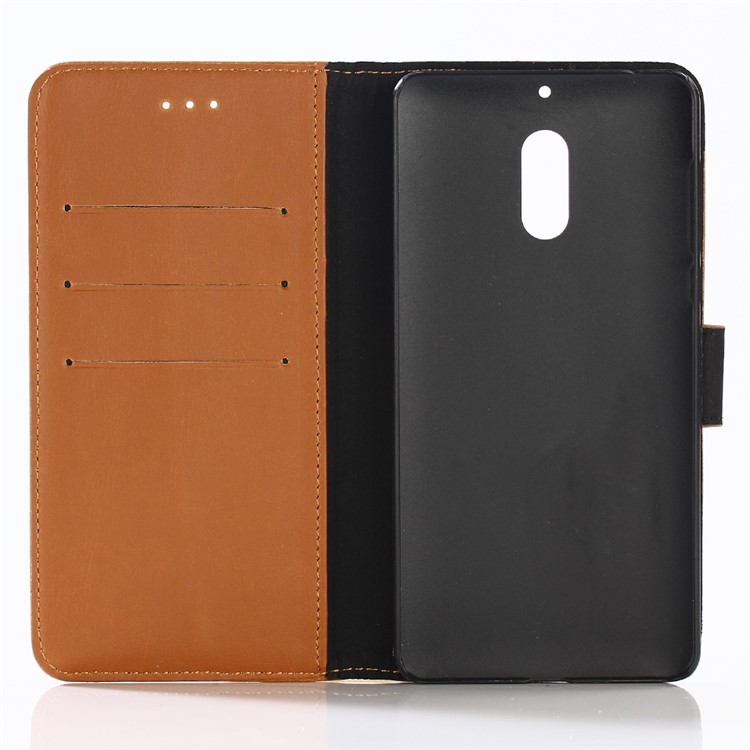 Retro Style Crazy Horse Wallet PU Leather Cell Phone Case Mobile Accessory for Nokia 6 - Brown-3