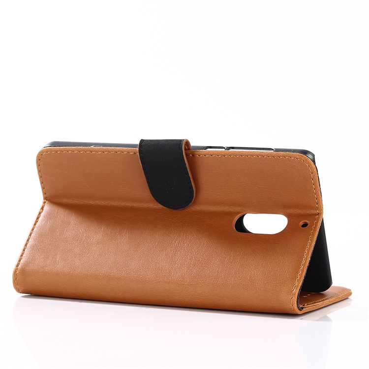 Retro Style Crazy Horse Wallet PU Leather Cell Phone Case Mobile Accessory for Nokia 6 - Brown-4