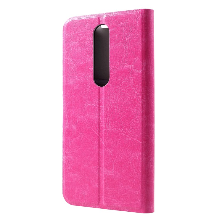 Crazy Horse PU Leather Card Holder Stand Case for Nokia 7.1 - Rose-2