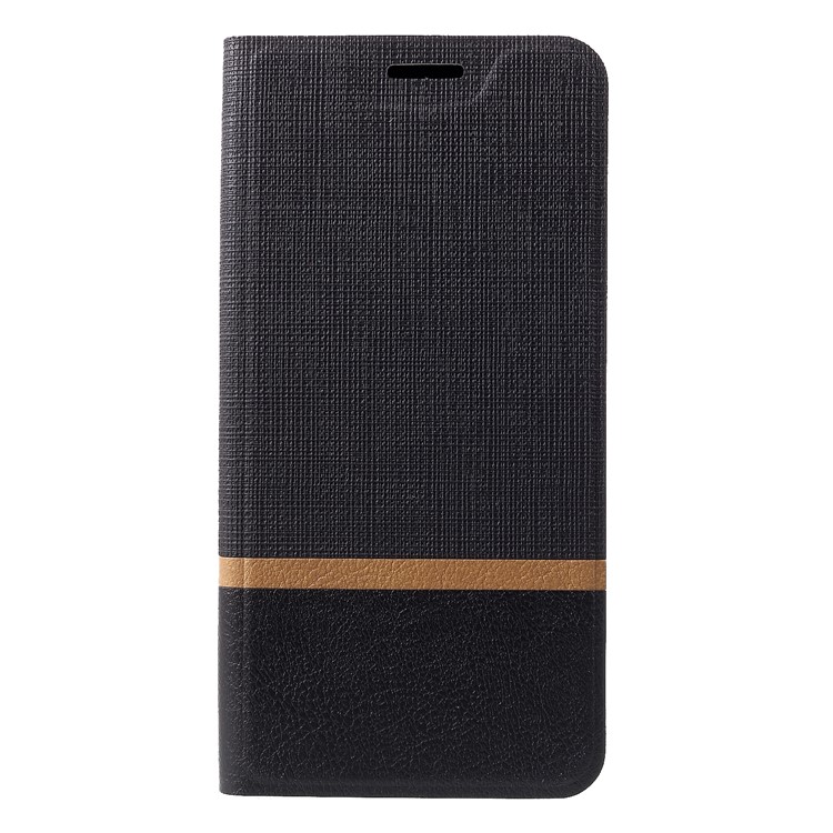 Cross Texture Leather Stand Cover Accessory with Card Slot for Nokia 7.1 Built-in Steel Sheet - Black-3