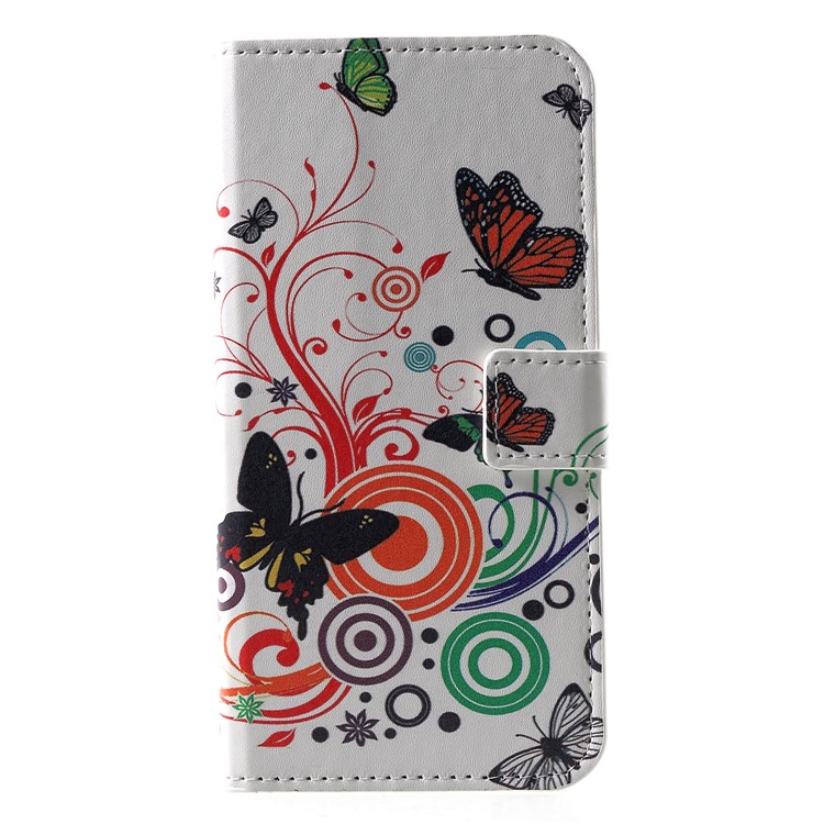 Pattern Printing PU Leather Magnetic Wallet Stand Protective Phone Shell for Nokia 6.1 Plus / X6 - Butterfly and Flower-4