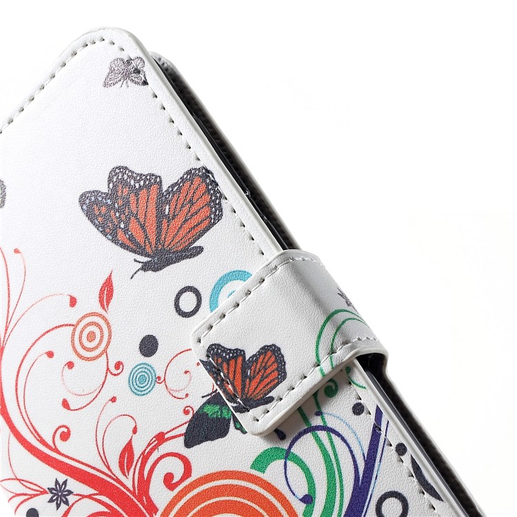 Pattern Printing PU Leather Magnetic Wallet Stand Protective Phone Shell for Nokia 6.1 Plus / X6 - Butterfly and Flower-6