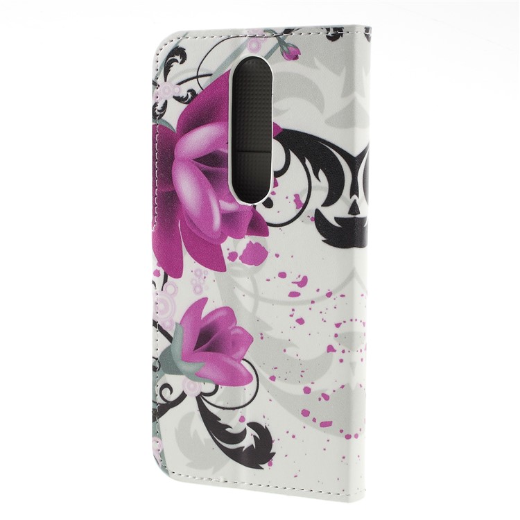 Carteira Estampada Estojo De Celular De Couro Para Nokia 5.1 Plus / X5 - Flor Roxa-2