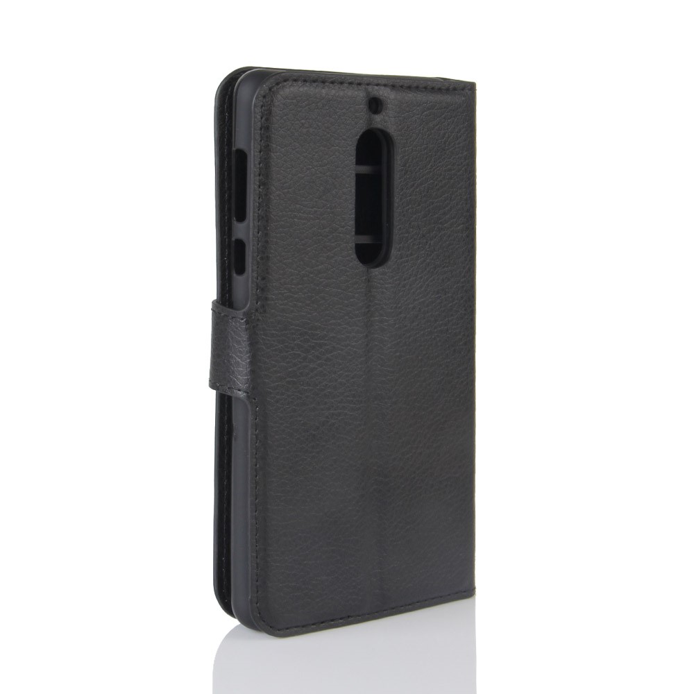 Litchi Skin Wallet Leather Stand Case for Nokia 5 - Black-6