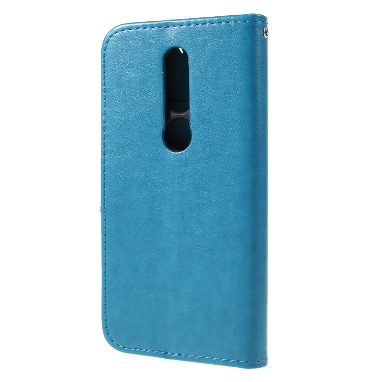 Impressão Carteira De Flor De Borboleta Ficar Caso Móvel De Couro Para Nokia 7.1 - Azul-2