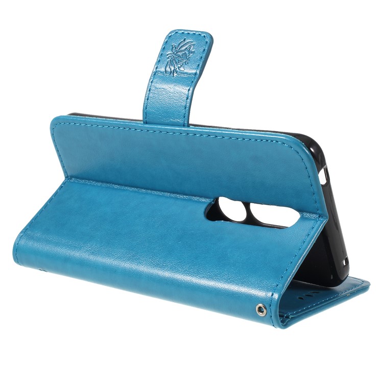 Impressão Carteira De Flor De Borboleta Ficar Caso Móvel De Couro Para Nokia 7.1 - Azul-5