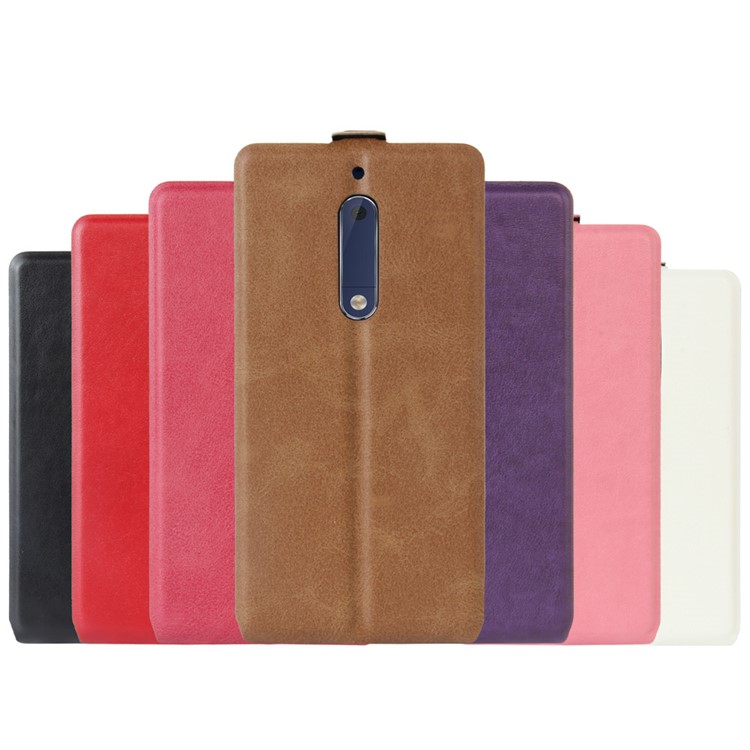 For Nokia 5 Vertical Flip Crazy Horse Leather Card Holder Case Cover - Black-6