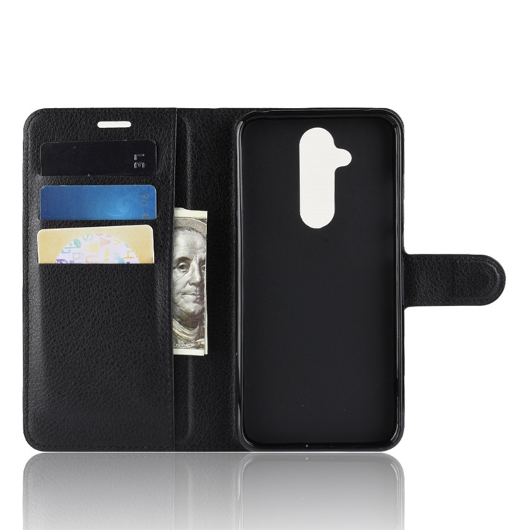 Litchi Skin Wallet Leather Stand Case for Nokia X7 / 7.1 Plus - Black-3