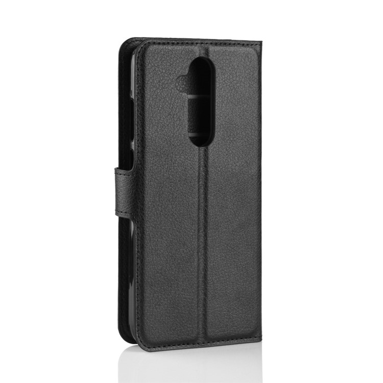 Litchi Skin Wallet Leather Stand Case for Nokia X7 / 7.1 Plus - Black-6