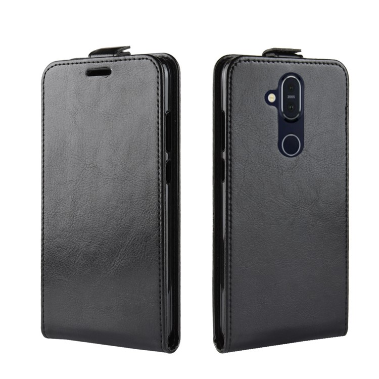 Crazy Horse Vertical Flip Leather Case with Card Slot for Nokia 7.1 Plus / X7 (China) - Black-2