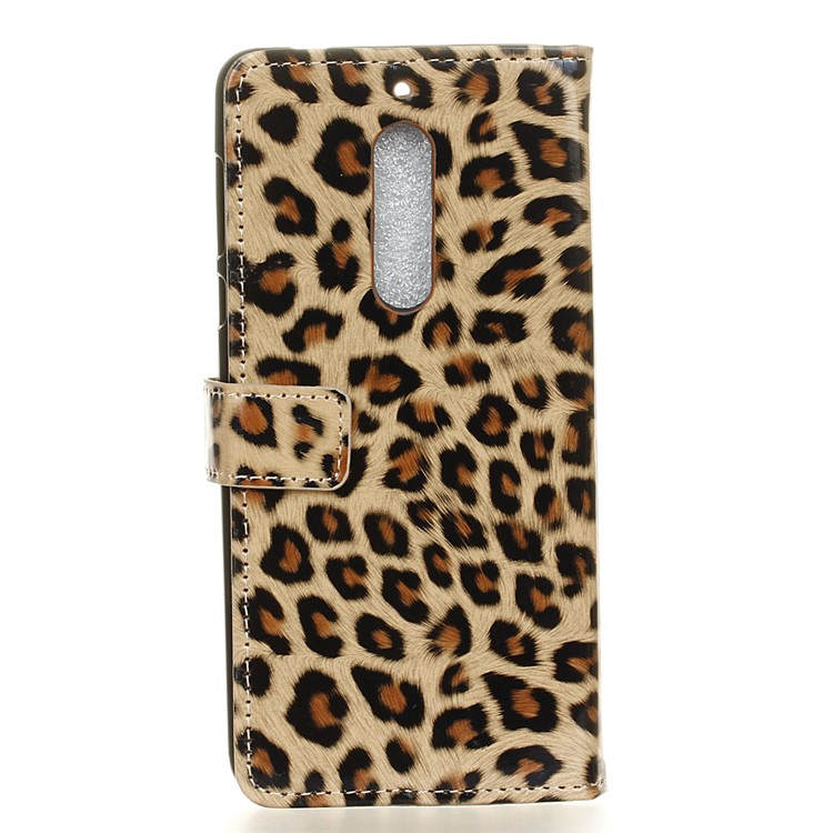 Leopard Pattern Stand PU Leather Wallet Mobile Phone Case for Nokia 5-2