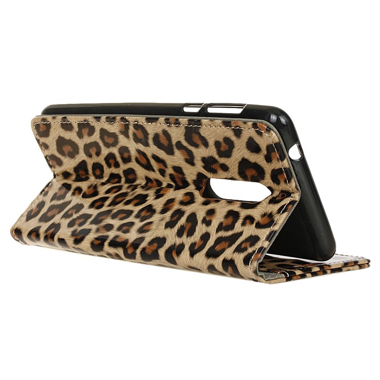 Leopard Pattern Stand PU Leather Wallet Mobile Phone Case for Nokia 5-4
