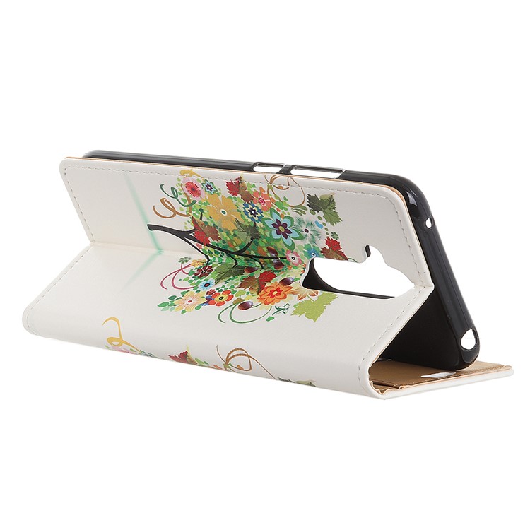 Estuche Protector De Cuero Con Estampado De PU Para Nokia 7.1 Plus / X7 - árbol De Flores-6