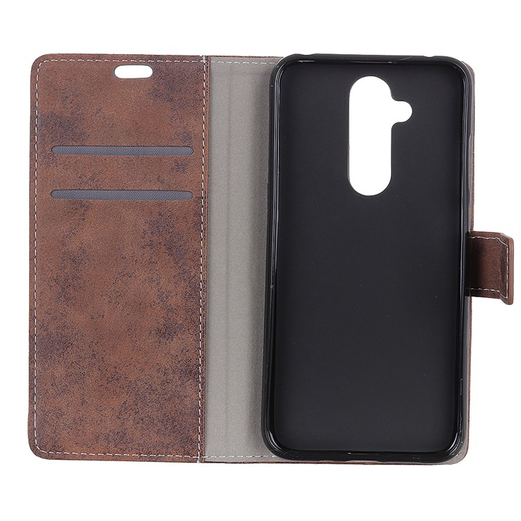 Cartera De Estilo Vintage Para Teléfono Celular De Cuero Con Soporte Para Nokia 7.1 Plus / X7 - Marrón-4