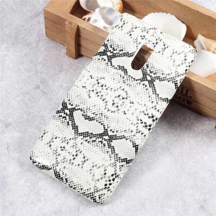 For Nokia 6 Leather Coated PC Mobile Casing - Snake Texture / White-1
