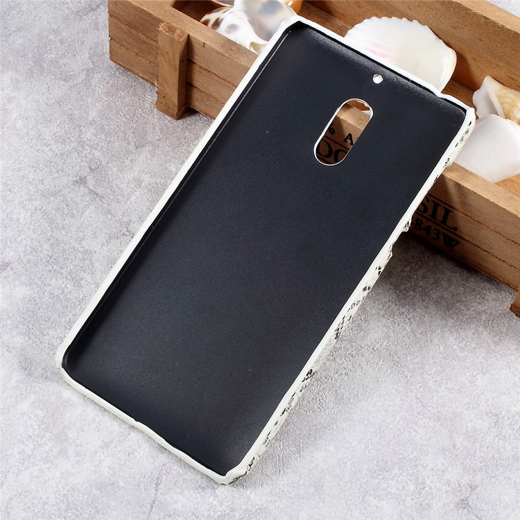 For Nokia 6 Leather Coated PC Mobile Casing - Snake Texture / White-2