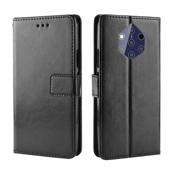 Crazy Horse Wallet Stand Leather Mobile Phone Casing for Nokia 9 PureView - Black-2