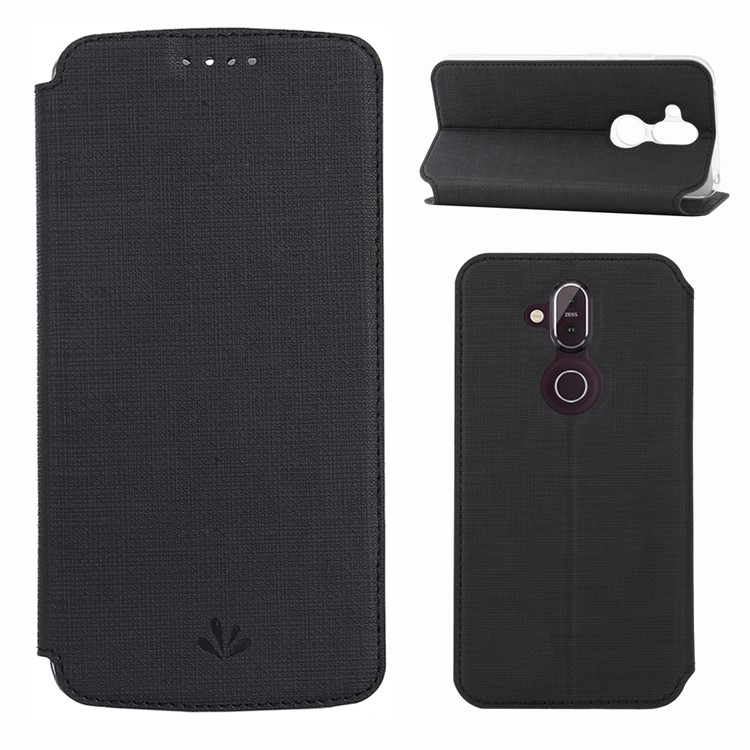VILI DMX for Nokia 8.1 / X7 Cross Texture Leather Card Holder Case - Black-1