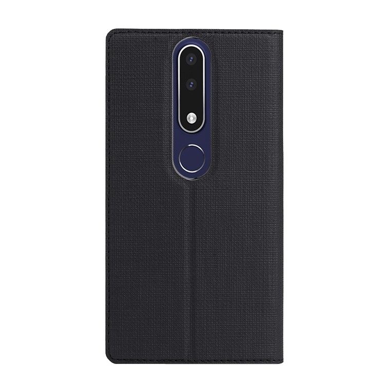 VILI DMX for Nokia 3.1 Plus Cross Texture Auto-absorbed Card Holder Leather Case - Black-3