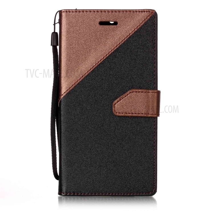 Sand-like Grain Bi-Color Stand Leather Wallet Flip Cover for Nokia 6 - Brown-1