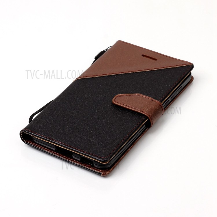 Sand-like Grain Bi-Color Stand Leather Wallet Flip Cover for Nokia 6 - Brown-5