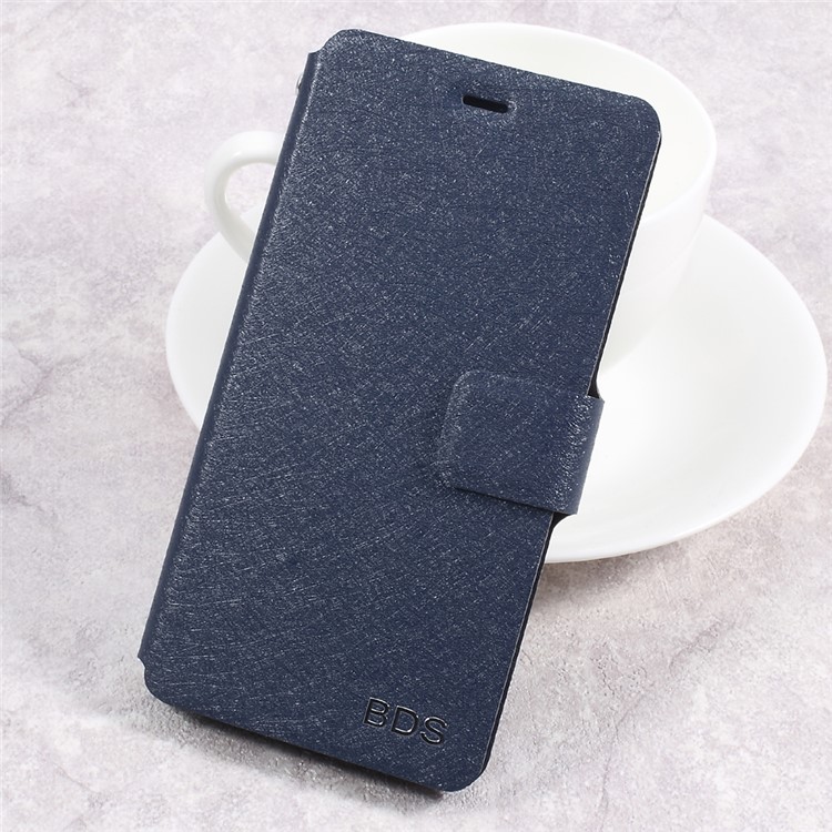 Silk Texture Foldable Flip Leather Card Holder Mobile Casing Accessory for Nokia 5 - Dark Blue-1