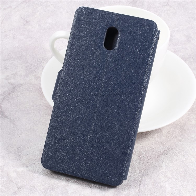 Silk Texture Foldable Flip Leather Card Holder Mobile Casing Accessory for Nokia 5 - Dark Blue-2