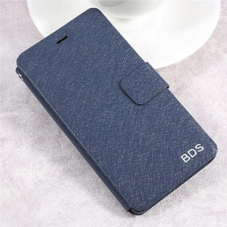 Silk Texture Foldable Flip Leather Card Holder Mobile Casing Accessory for Nokia 5 - Dark Blue-3