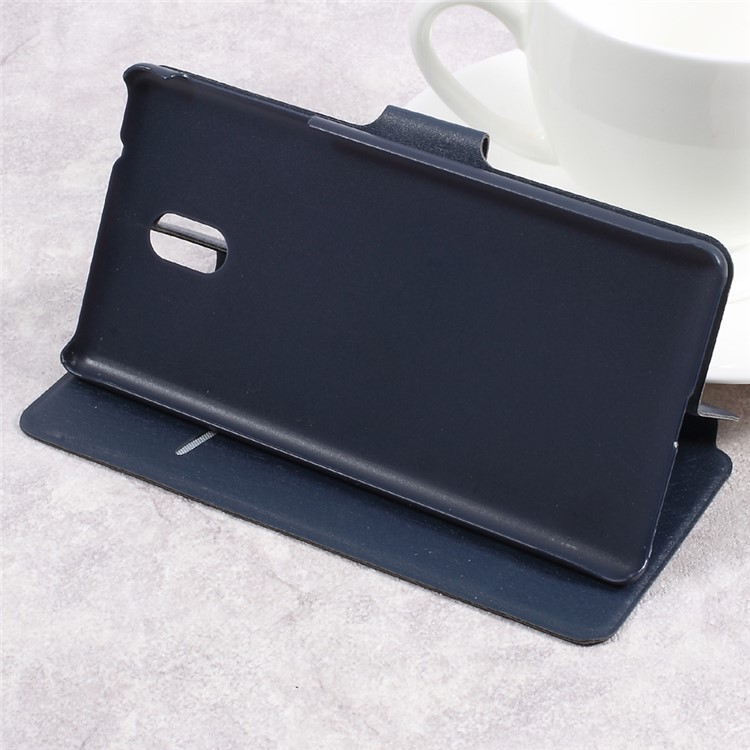 Silk Texture Foldable Flip Leather Card Holder Mobile Casing Accessory for Nokia 5 - Dark Blue-4