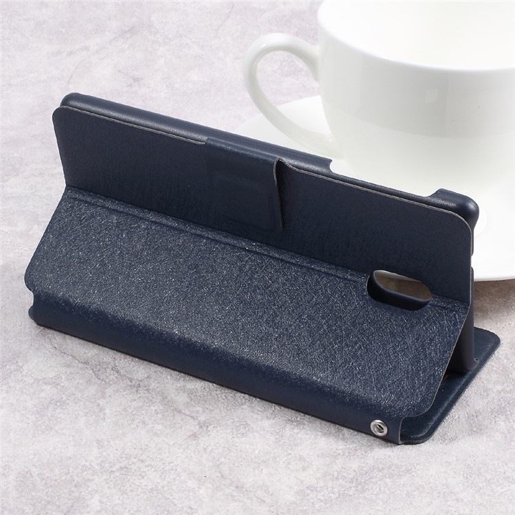 Silk Texture Foldable Flip Leather Card Holder Mobile Casing Accessory for Nokia 5 - Dark Blue-5
