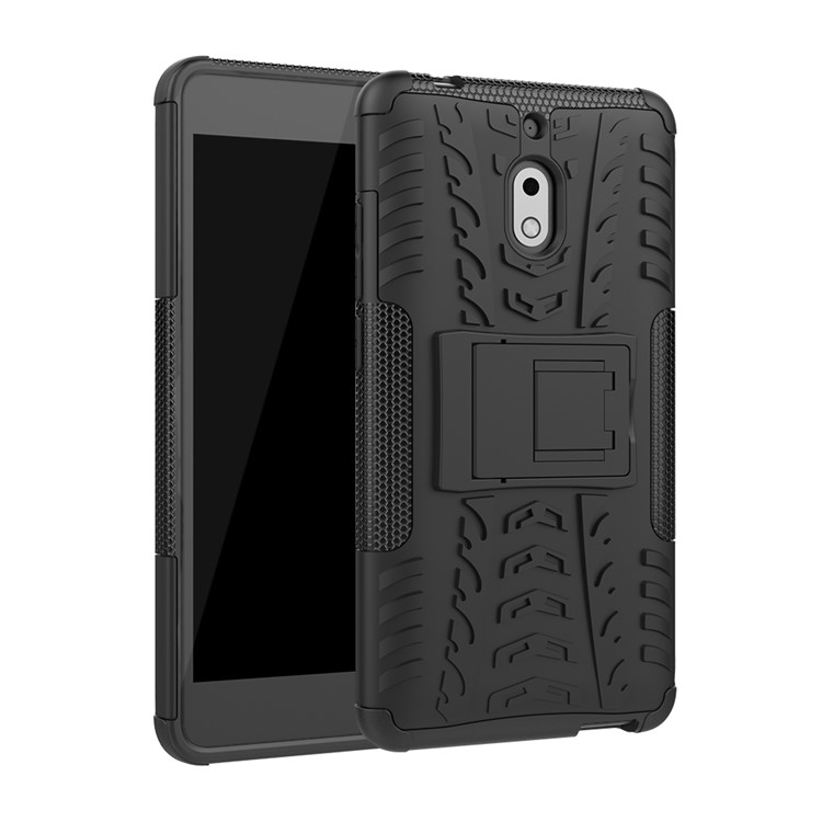 Anti-slip PC + TPU Hybrid Case with Kickstand for Nokia 2.1 - Black-2