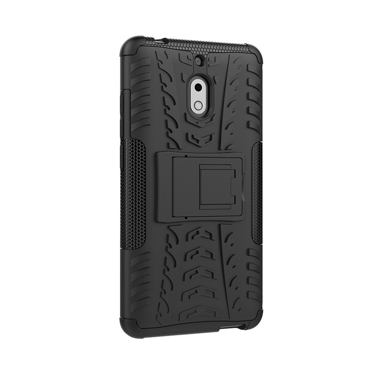 Anti-slip PC + TPU Hybrid Case with Kickstand for Nokia 2.1 - Black-8